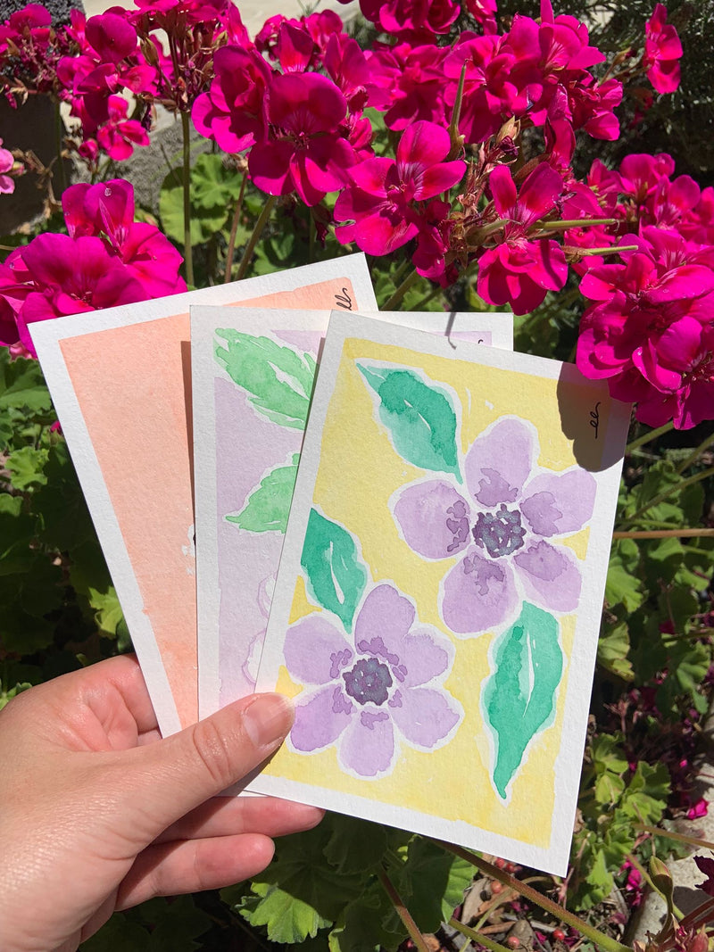 Hand Painted / Flower Pressed Postcards