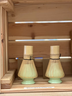 Bamboo Matcha Whisk and Porcelain Holder Set
