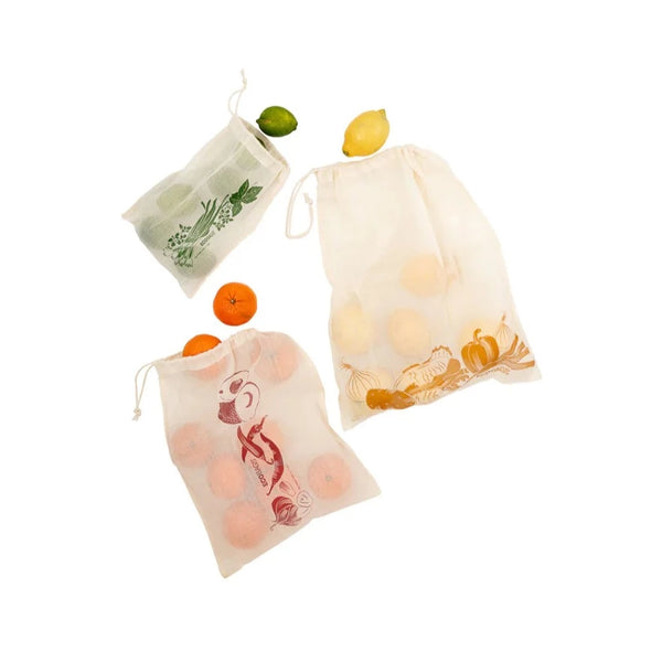Printed Gauze Produce Bags - 3-Pack