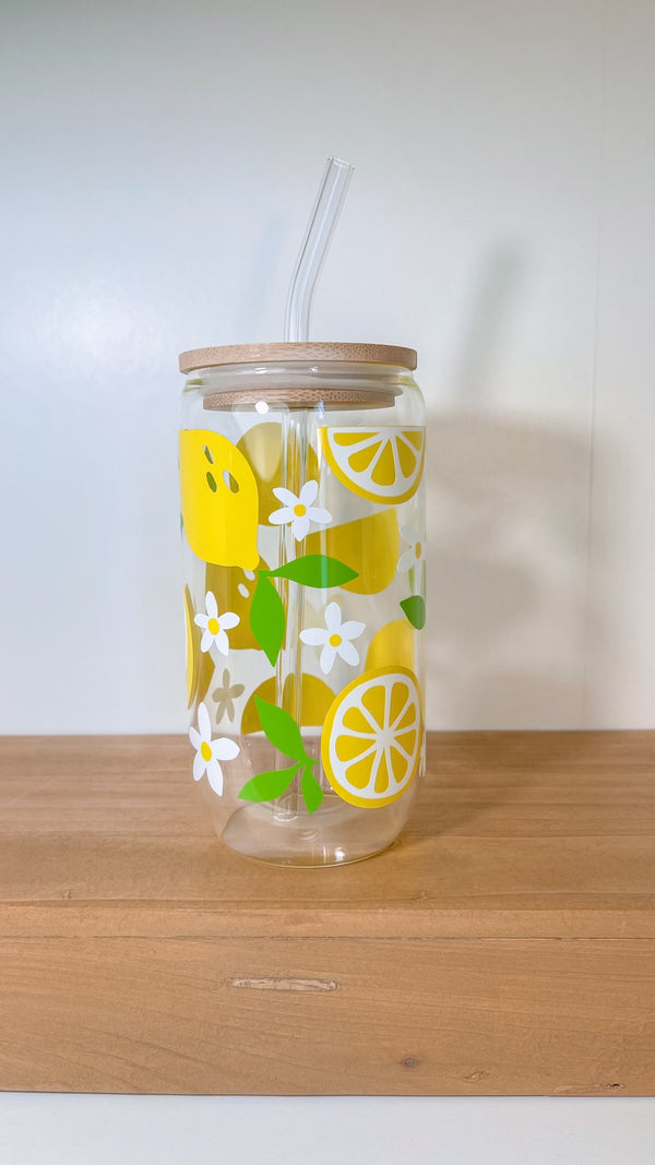 Personalized Can Glass with Lid & Straw - 16 oz