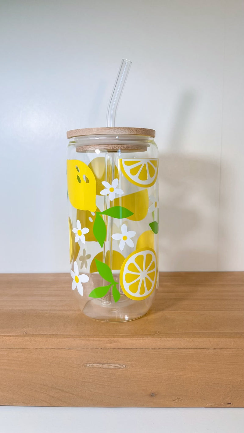 Personalized Can Glass with Lid & Straw - 16 oz