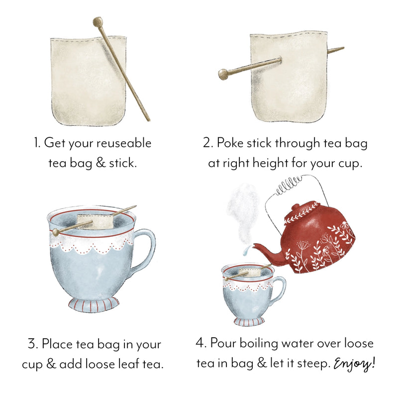 Reusable Tea Bags with Balancing Stick