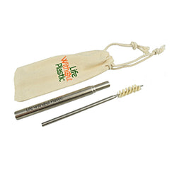 Telescopic Stainless Steel Straw and Cleaner with Natural Bristles