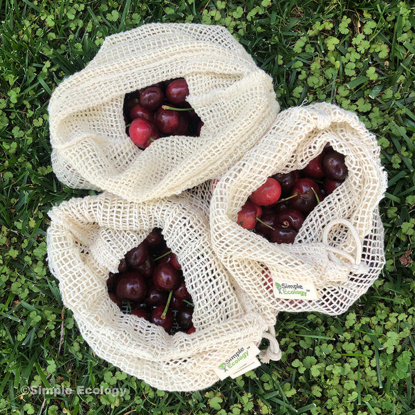 Organic Cotton Mesh Produce Bags - Set of 3