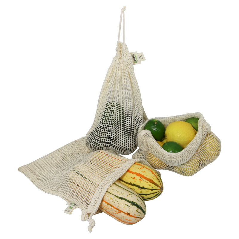 Organic Cotton Mesh Produce Bags - Set of 3