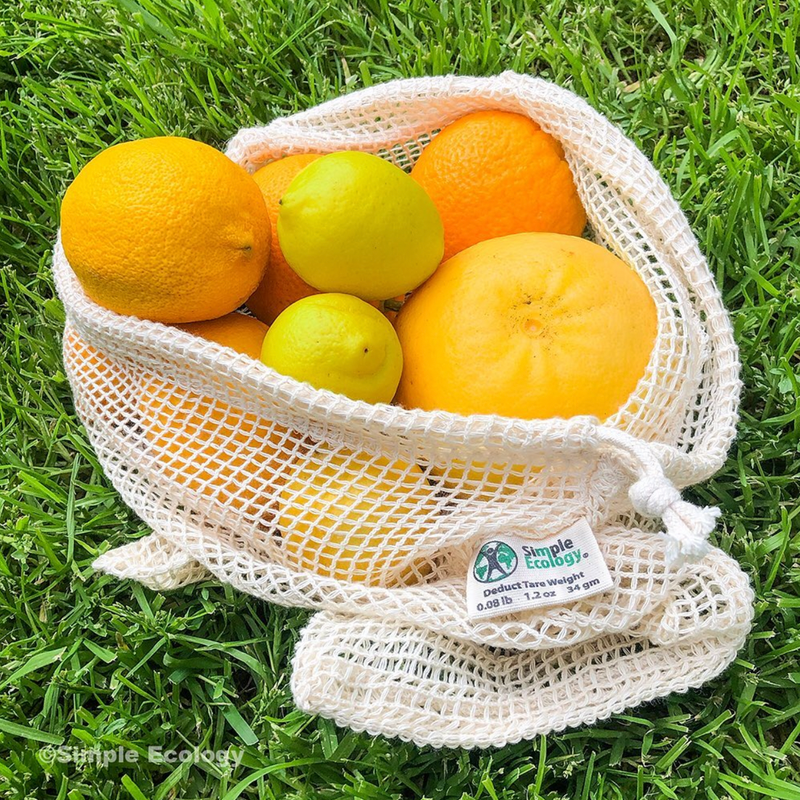 Organic Cotton Mesh Produce Bags - Set of 3