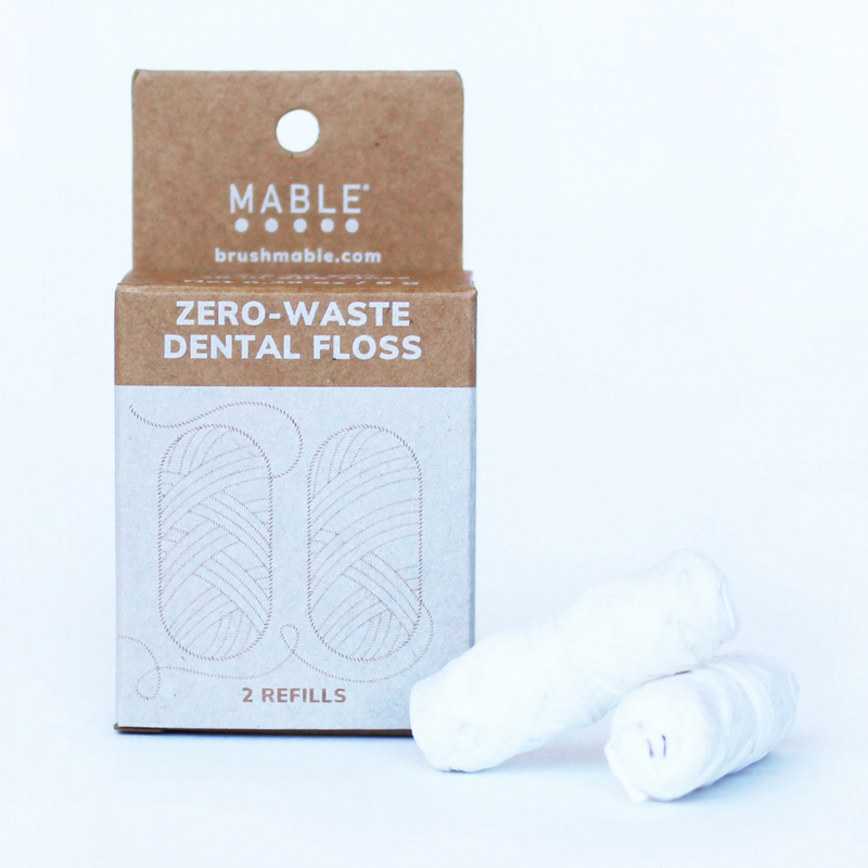 MABLE® Silk Dental Floss in stainless steel, refillable container. - MABLE ®